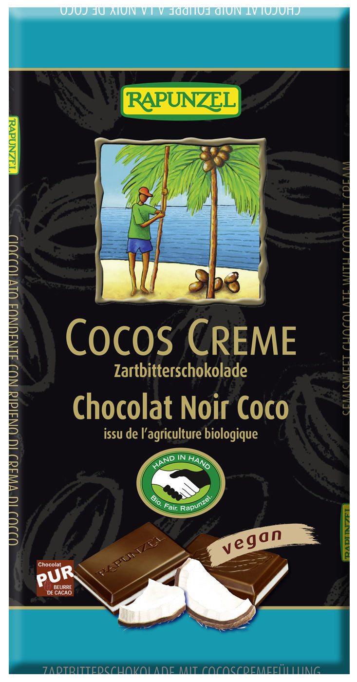 Bio Zartbitter-Schokolade Cocos-Creme, 100 g - YOGISHOP