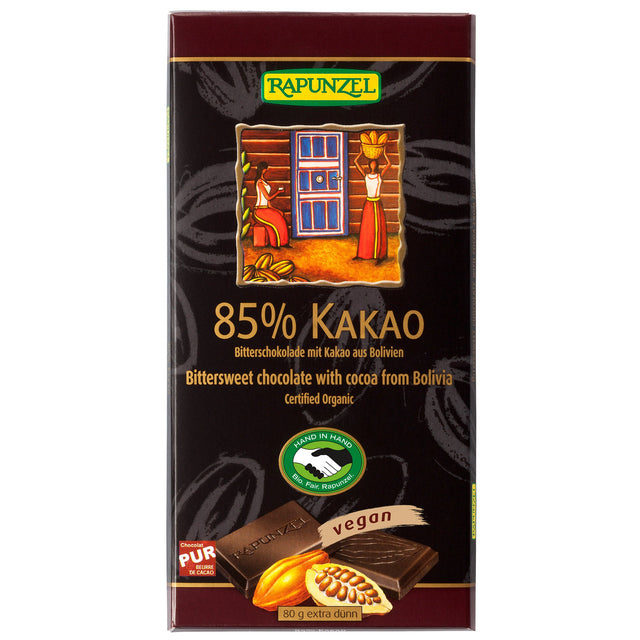 Bio Bitterschokolade 85% Kakao, 80 g - YOGISHOP