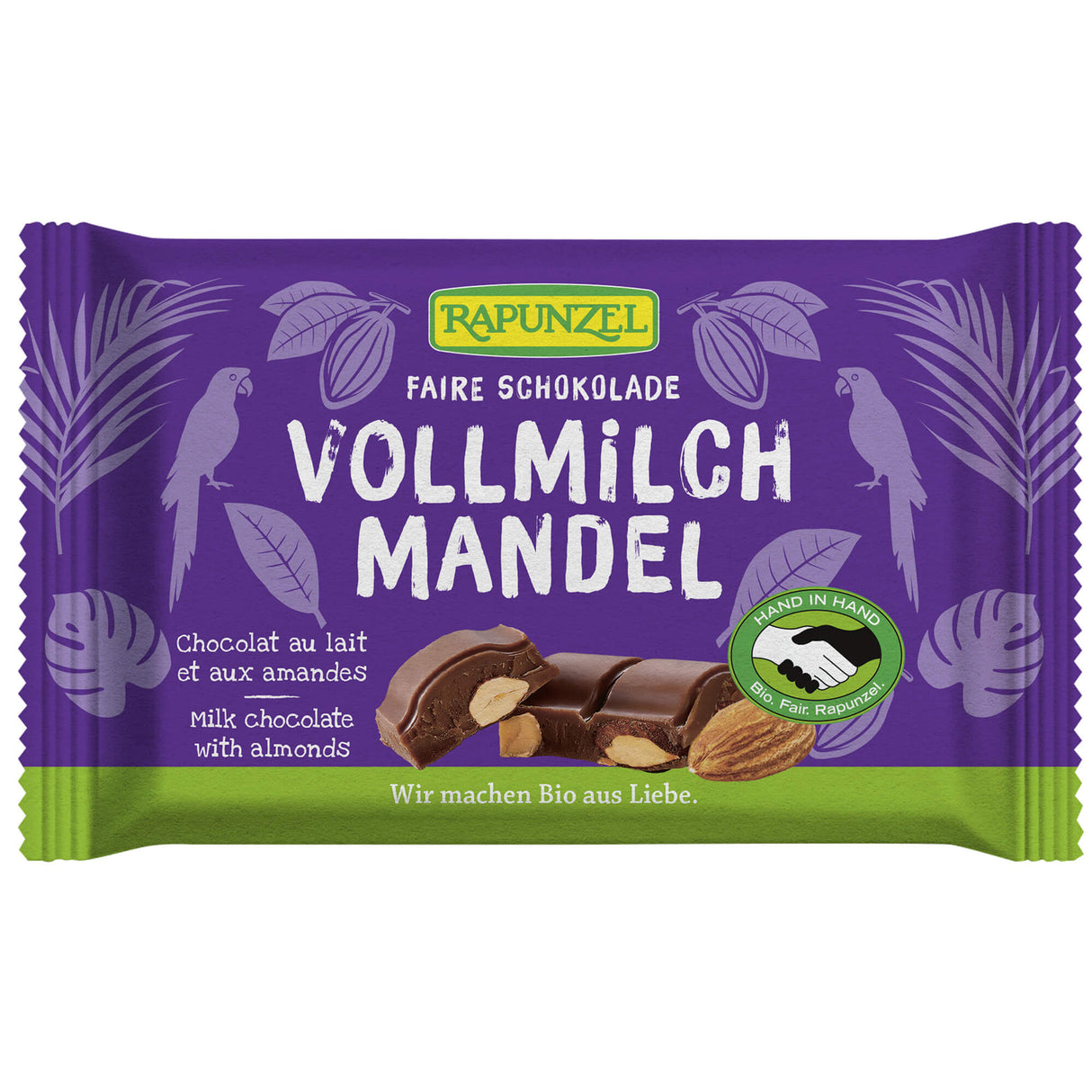 Bio Vollmilch Schokolade mit ganzen Mandeln, 100 g - YOGISHOP