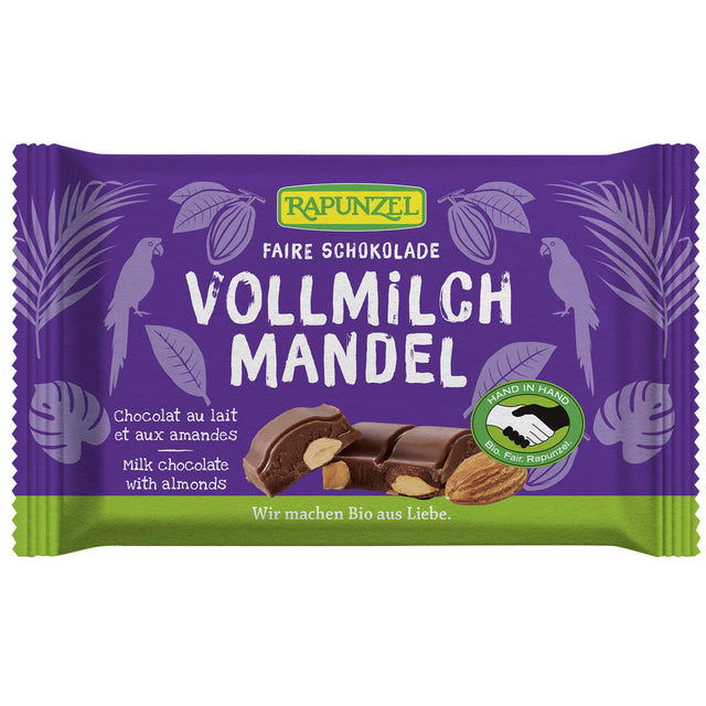 Bio Vollmilch Schokolade mit ganzen Mandeln, 100 g - YOGISHOP