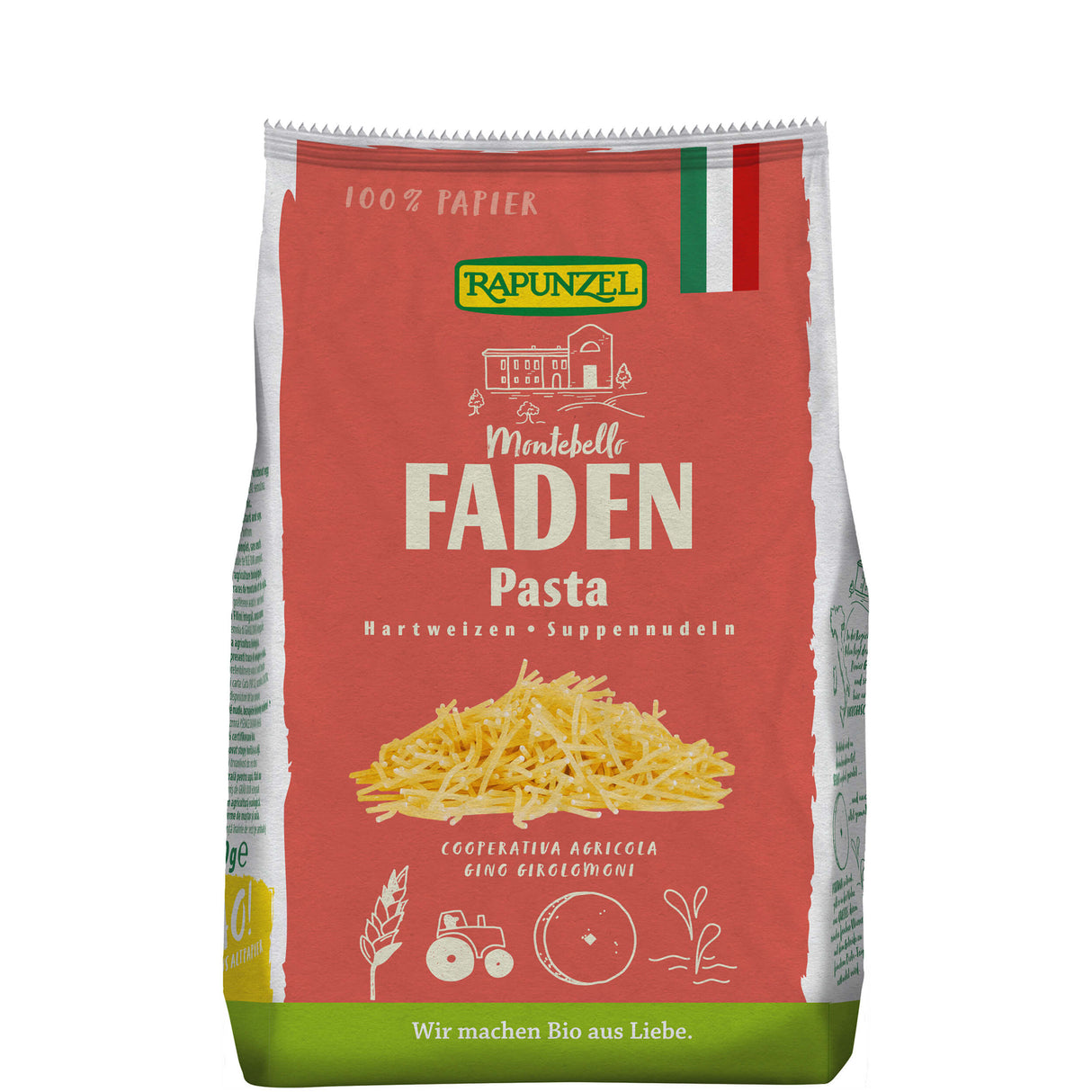 Bio Faden Suppennudeln Semola, 250 g - YOGISHOP