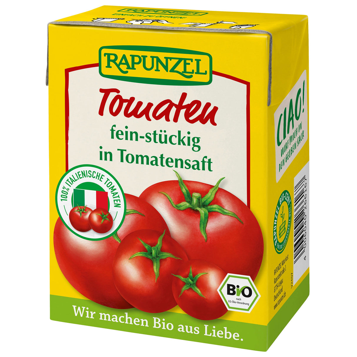 Bio Tomaten fein-stückig in Tomatensaft im Tetra Pak, 390 g - All-Bio Naturkost