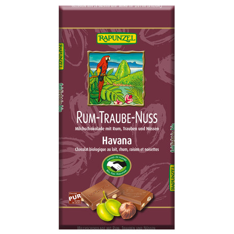 Bio Rum-Trauben-Nuss Vollmilch Schokolade, 100 g - YOGISHOP