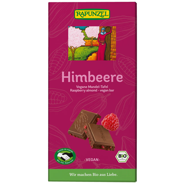 Bio Himbeere Mandel Schokolade vegan, 100 g - All-Bio Naturkost
