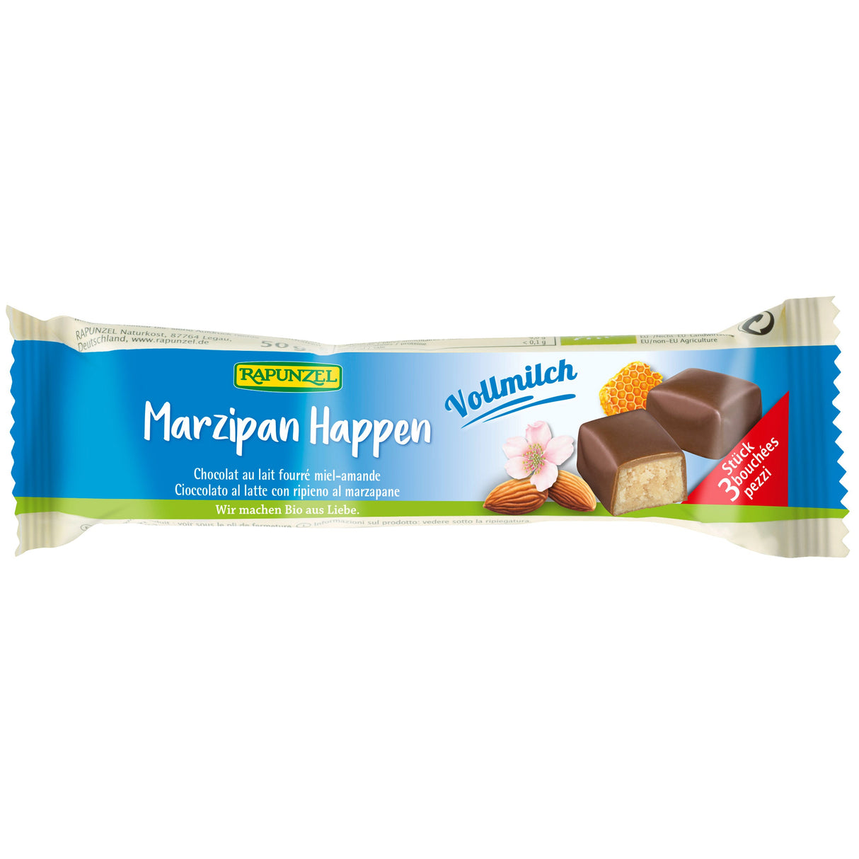 Bio Marzipan-Happen Vollmilch, 50 g - YOGISHOP