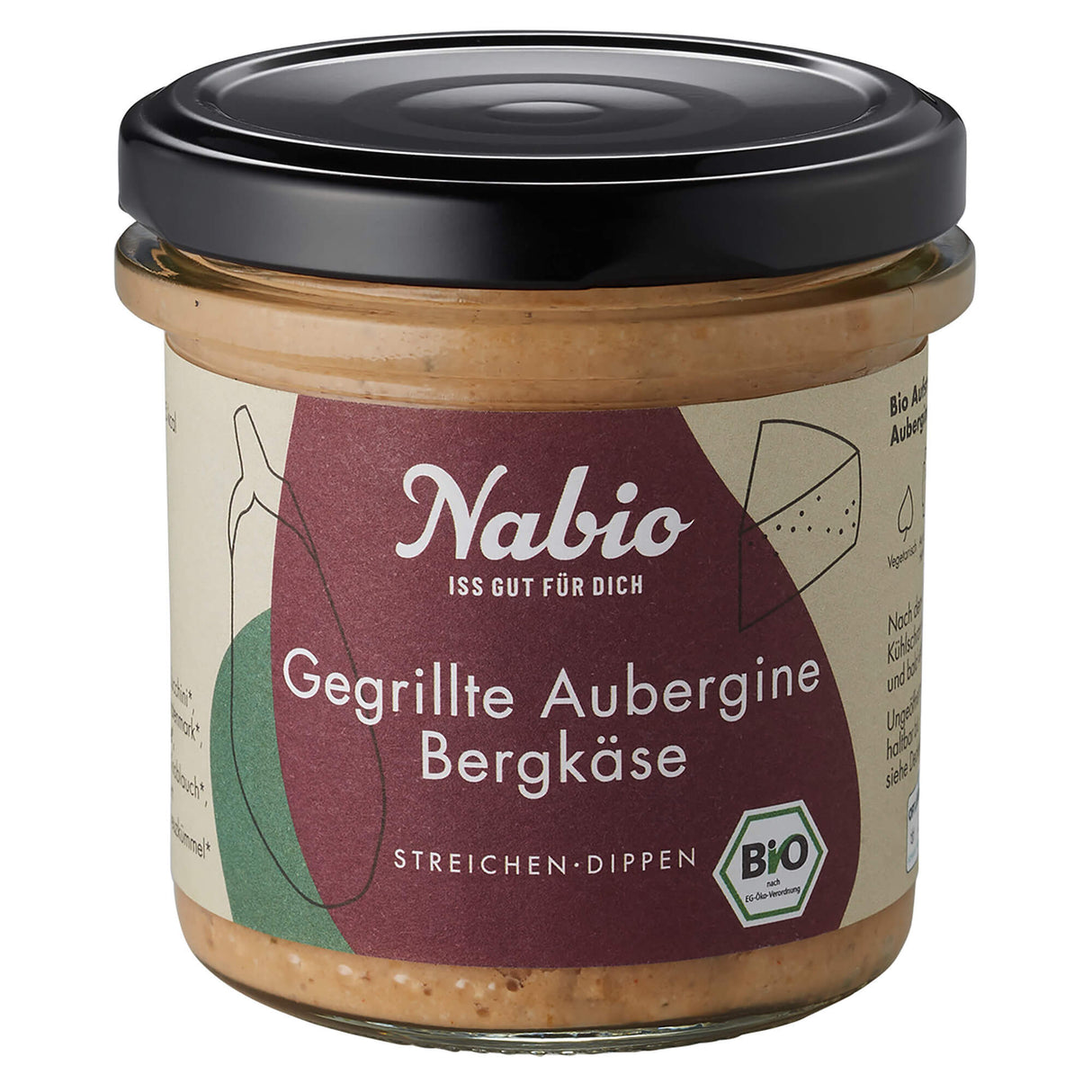 Bio Aufstrich Gegrillte Aubergine Bergkäse, 135 g - YOGISHOP