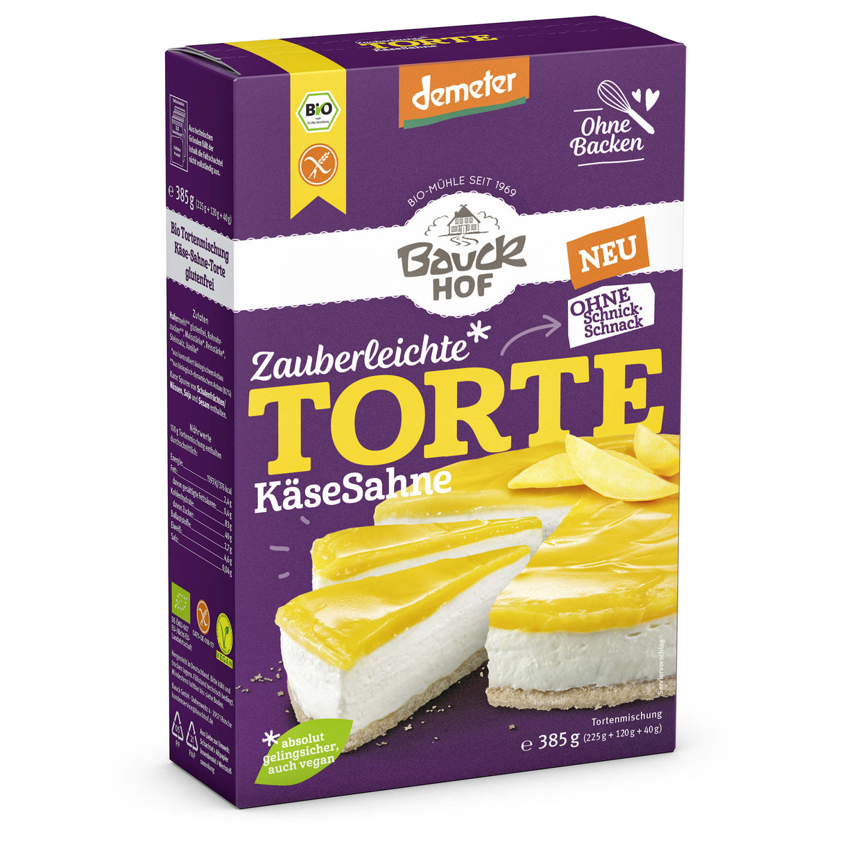 Bio Backmischung Käse Sahne Torte glutenfrei demeter, 385 g - YOGISHOP
