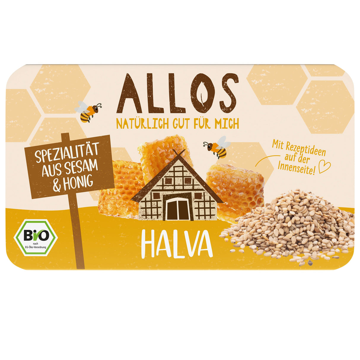 Bio Halva aus geröstetem Sesam & Honig, 75 g - All-Bio Naturkost