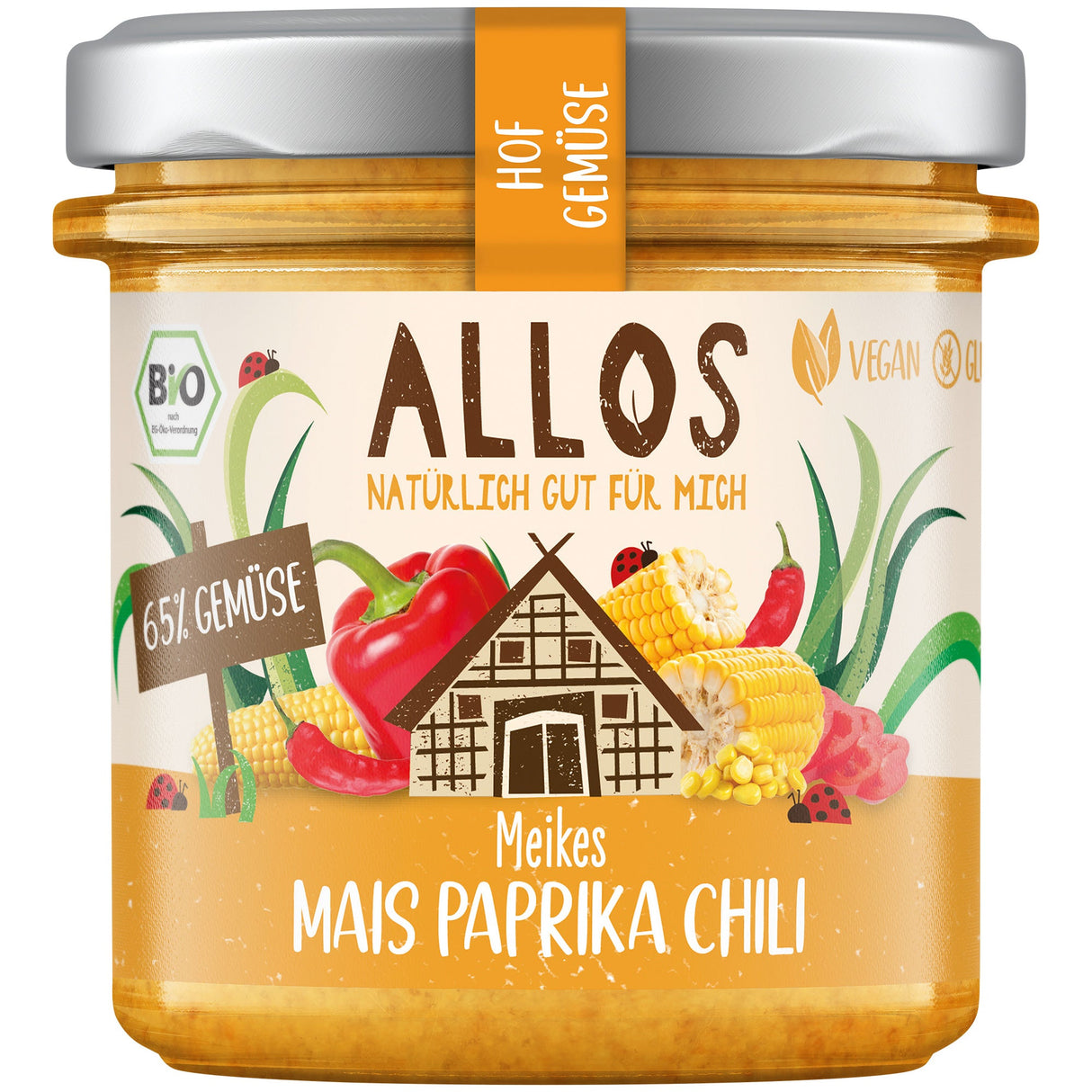 Bio Hof-Gemüse Meikes Mais Paprika Chili, 135 g - All-Bio Naturkost