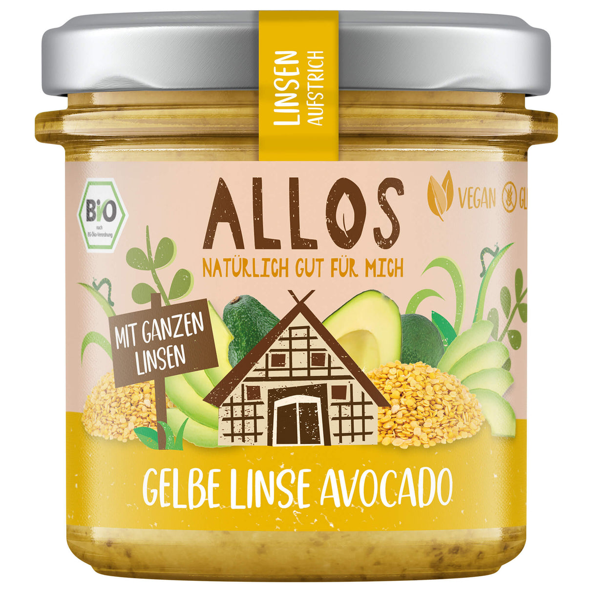 Bio Linsen-Aufstrich Gelbe Linse Avocado, 140 g - YOGISHOP