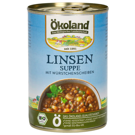 Bio Linsensuppe mit Würstchenscheiben, 400 g - YOGISHOP