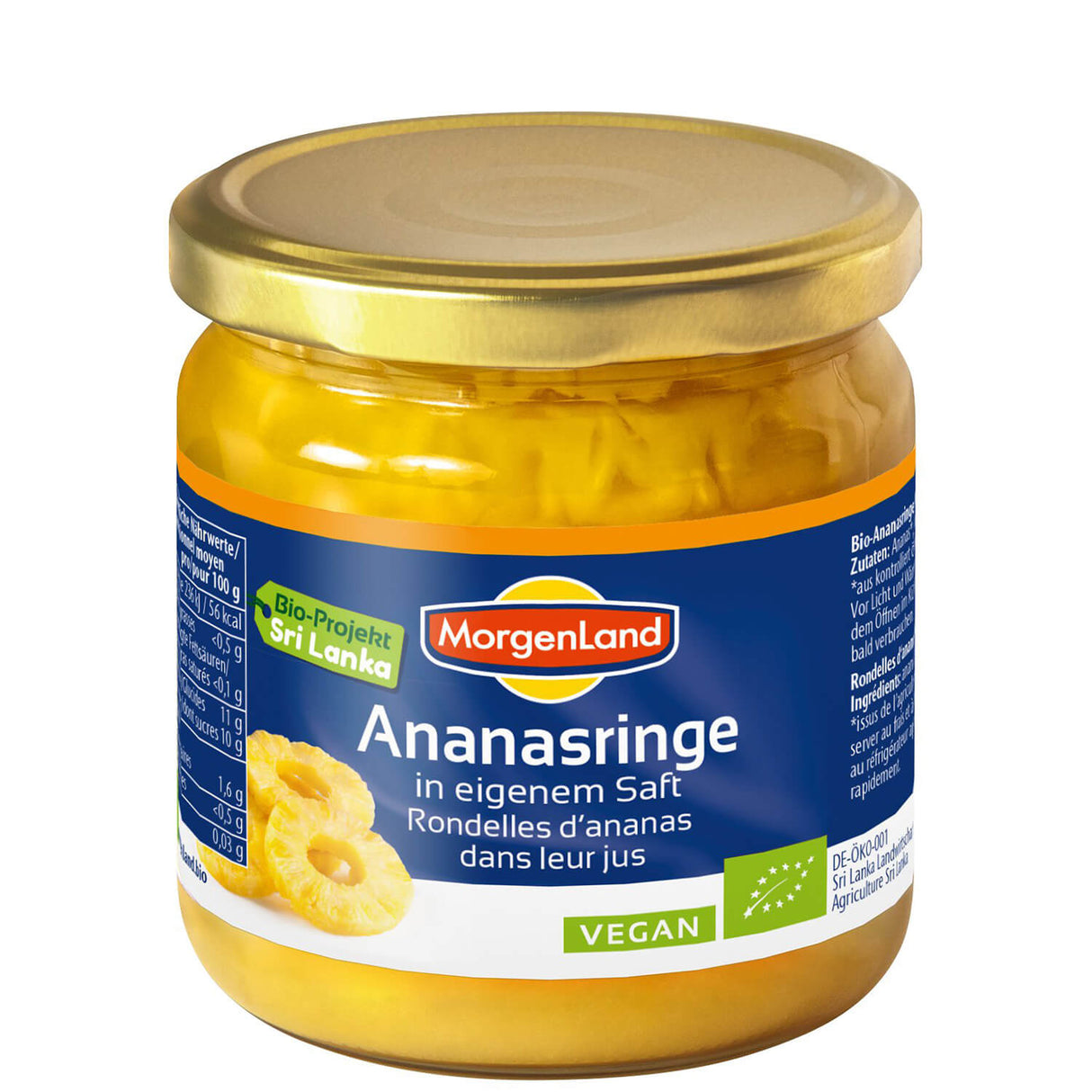 Bio Ananas-Ringe in eigenem Saft, 350 g - YOGISHOP
