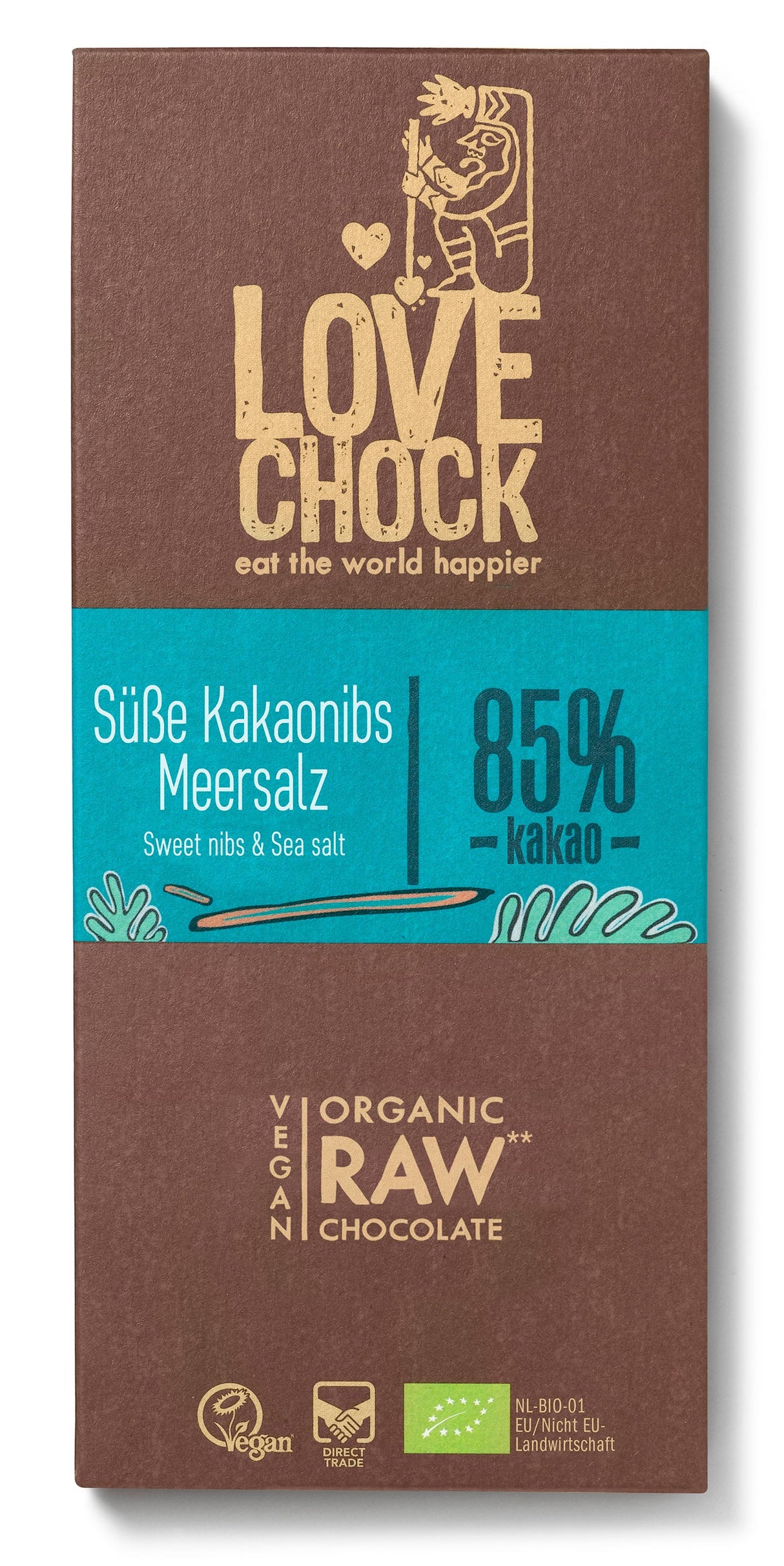 Bio Lovechock Tafel Süße Kakaonibs-Meersalz, 70 g - YOGISHOP