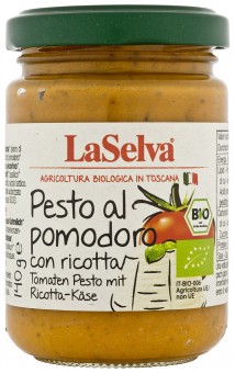 Bio Pesto al pomodore con ricotta, Tomaten-Pesto mit Ricotta, 130 g 