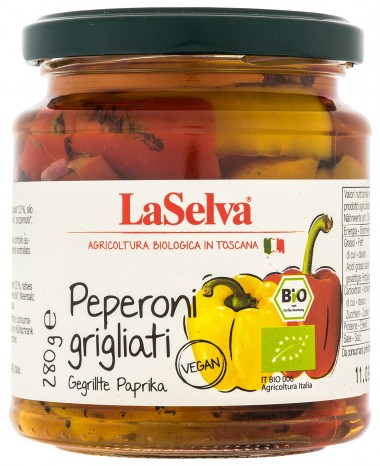 Bio Peperoni grigliati, Paprika gegrillt in Olivenöl, 280 g 