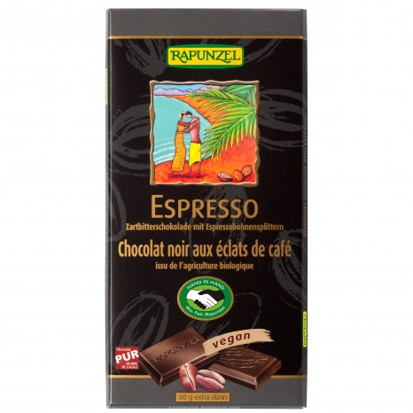 Bio Zartbitter Schokolade mit Espresso-Splittern 51%, 80 g 