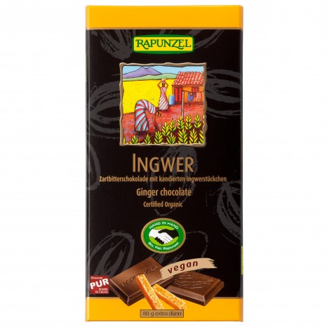 Bio Zartbitter Schokolade Ingwer 55%, 80 g 