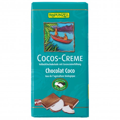 Bio Cocos Creme Vollmilch Schokolade gefüllt, 100 g 