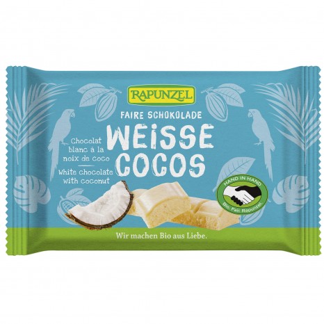 Bio Weisse Schokolade mit Kokosstückchen, 100 g 