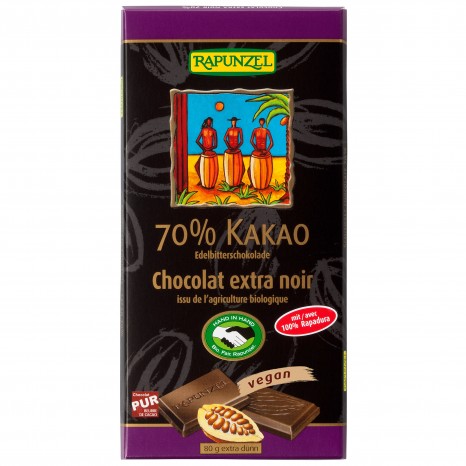 Bio Edelbitterschokolade 70% Kakao, 80 g 