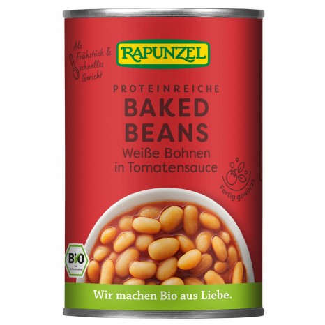 Bio Baked Beans in der Dose, weiße Bohnen in Tomatensauce, 400 g 