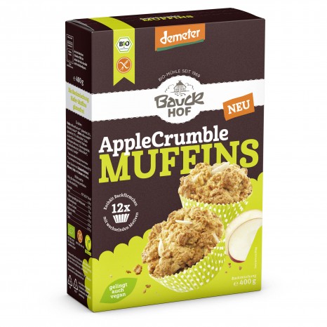 Bio Backmischung Apple Crumble Muffins glutenfrei demeter, 400 g 