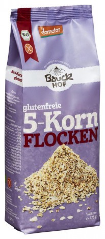 Bio 5-Korn-Flocken, glutenfrei, demeter, 475 g 