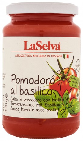 Bio Pomodoro al basilico, Tomatensauce mit Basilikum, 340 g 