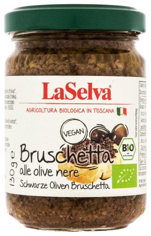 Bio Bruschetta alle olive nere, Oliven-Bruschetta, 130 g 