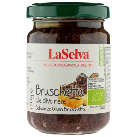 Bio Bruschetta alle olive nere, Oliven-Bruschetta, 130 g 