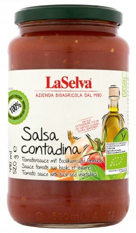 Bio Salsa Contadina - Tomatensauce mit Basilikum & Olivenöl, 520 g 