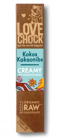 Bio Lovechock Riegel Creamy Kokos Kakaonibs, 40 g 