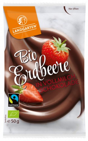 Bio Erdbeere in Vollmilch-Schokolade, 50 g 
