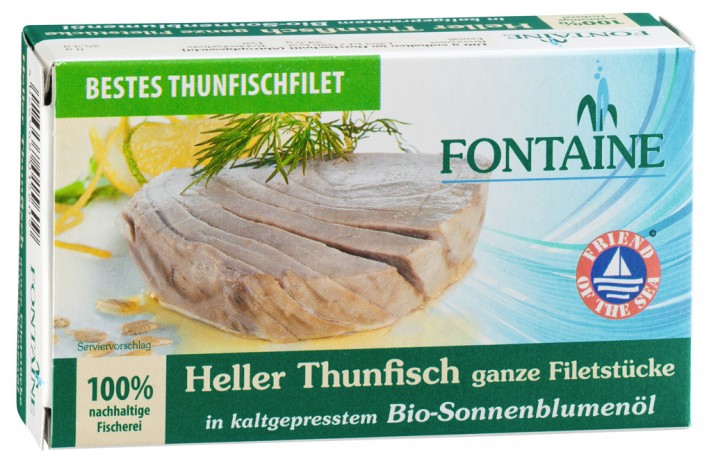 Bio Thunfisch hell in Sonnenblumenöl, 120 g 