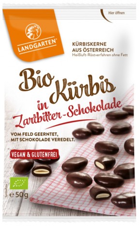 Bio Kürbis in Zartbitter-Schokolade, 50 g 