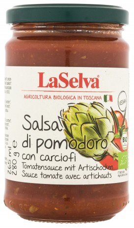 Bio Salsa di pomodore con carciofi, Tomatensauce mit Artischocken, 280 g 